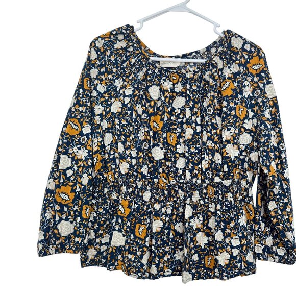 Universal Thread Womens Boho Floral 3/4 Sleeve Smocked Waist Peplum Top M - Picture 2 of 11